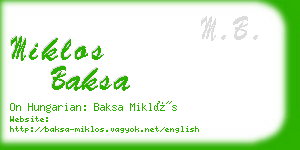 miklos baksa business card